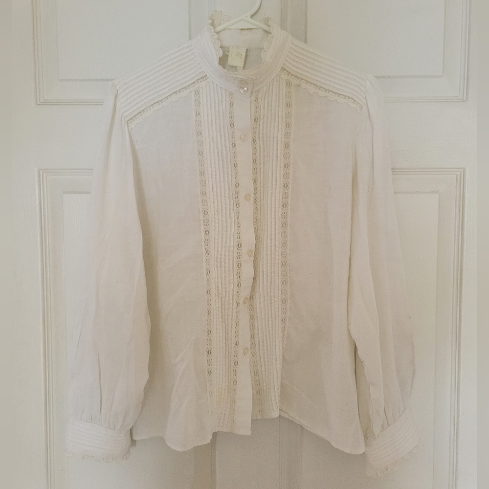 Vintage MissH White Blouse, Size Medium